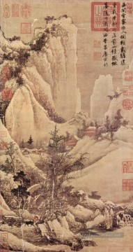 compensation après neige sur un col de montagne 1507 encre de Chine ancienne Peinture à l'huile